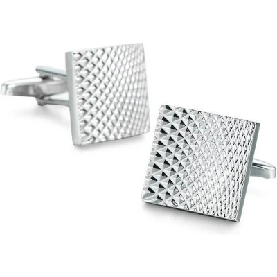 Afbeelding van Gekartelde Manchetknopen Heren Zilver Kleurig Vierkant Cufflinks Cadeau voor Man Mannen Cadeautjes