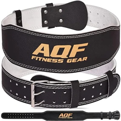Afbeelding van AQF 4&quot; Lederen Gewichtheffende Riem Gevoerde Lumbaal Rugsteun met Suède Voering en stalen Roller Buckle Voorgevormde Fitness Orgaanbouw (XL)