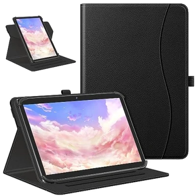 Afbeelding van Fintie Universele roterende hoes voor 9 10 10,1 inch tablet 360 graden draaibare slimme beschermende standaardhoes met zak compatibel 9&quot; 10,9&quot; touchscreen (zwart)