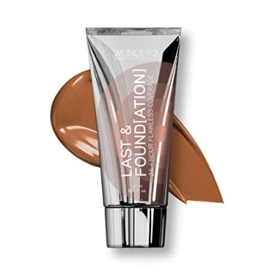 Afbeelding van WUNDER2 LAST &amp; FOUNDATION Make up 24+ Hour Liquid Foundation, volledige dekking, waterdicht met hyaluronzuur, kleur chocolade