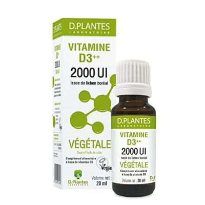 Afbeelding van D.PLANTES Vitamine D3 2000 IE Voedingssupplement Immuniteit, normale botten Boost in Vit. D Plantaardige oorsprong Veganistisch gecertificeerd 20 ml