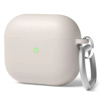 Afbeelding van elago Liquid Hybrid Hoesje met Sleutelhanger Compatibel AirPods 3 Case Beschermhoes Structuur Driedubbele Laag Bescherming (Stone)