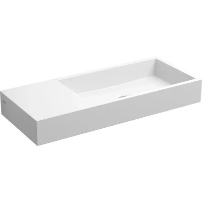 Afbeelding van Fontein Clou Mini Wash Me Links 45x19x6cm Mirenaal Marmer Glans Wit (Met Voorbewerkt Kraangat)