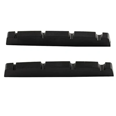 Afbeelding van Musiclily Pro Ureumhars Kunststof 42.3mm Slotted Topkam Precision Bass Platte Bodem voor 4 snarige P stijl Basgitaar,Zwart (2 Stuks)