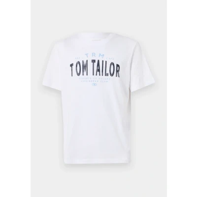 Afbeelding van TOM Tailor SLUB Tshirt print, Heren, Maat: XS, White