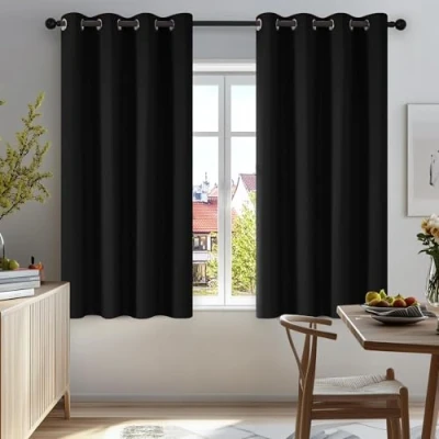 Afbeelding van Deconovo Gordijnen Zwart Verduisterend, Gordijn Warmte isolerend met Oogjes voor Woonkamer, Halloween, 132x138 cm (B x H), 2 stuks