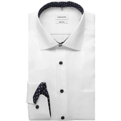 Afbeelding van Seidensticker regular fit overhemd blauw chambray Strijkvrij Boordmaat: 38