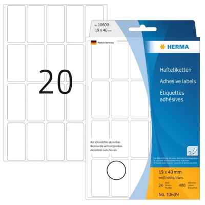 Afbeelding van Etiket HERMA 10609 19x40mm verwijderbaar 640stuks