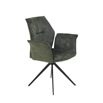 Afbeelding van Apollo Susan armleuningstoel, stoel van microvezel fluweel + geweven stof, groen, metalen frame, zwart, 360 graden draaibaar, armleuning, per stuk verpakt