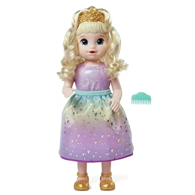 Afbeelding van Baby Alive Prinses Ellie pop groeit!, 45 cm grote die spreekt en groeit, blond haar, voor kinderen, vanaf 3 jaar