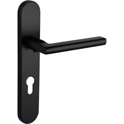 Afbeelding van Lavuzo deurkruk Teramo Zwart met afgerond schild PC72 Per set