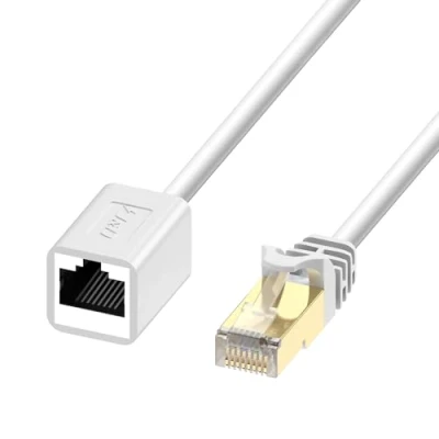 Afbeelding van J&amp;D Ethernet Verlengkabel (1 Stuk), RJ45 Kabels Afgeschermde Man naar Vrouwelijke Cat 6 Adapter Ondersteunt Cat6 / Cat5e Cat5 Normen, Meter, Wit