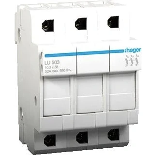 Afbeelding van Hager zekeringhouder l38 3 polig 32 a modulen lu503