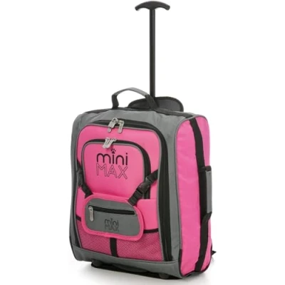 Afbeelding van MiniMax Reiskoffer op wielen met voorvak voor speelgoed, poppen, teddyberen, Rosé Inim Xam, Bagage Cabine