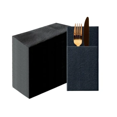 Afbeelding van PAW Airlaid Pocket Servetten (39 x 40 cm) I 50 stuks Effen Stofachtig Elegante Tafel Decoratie HoReCa Voor gelegenheden zoals Bruiloften, Partijen, Kerstmis Color: Black