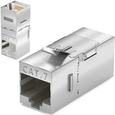 Afbeelding van HB DIGITAL RJ45 Keystone Cat.7 hoek connector adapter 90 CAT7 STP LAN koppeling netwerk module tot 1000 MHz 10 Gbit/s achterwaarts compatibel (cat8, cat7, cat6, cat5e)