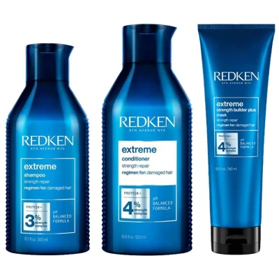 Afbeelding van Redken Extreme Shampoo 300ml + Conditioner 500ml Strengthbuilder Plus Haarmasker 250ml bundel/set/pakket