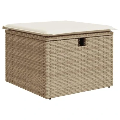 Afbeelding van Tuinkruk met kussen 55x55x37 cm poly rattan beige