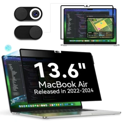 Afbeelding van Privacy filter compatibel met MacBook Air 13,6 inch (2022 2024, M2 M3) MagicSuction (A2681 A3113)