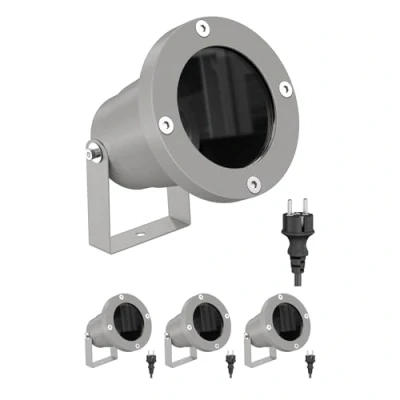 Afbeelding van ledscom.de 4 tuinspots DUK voor buiten, IP65, stekker, grijs, 1x GU10 max. 15W