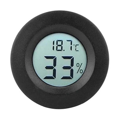 Afbeelding van Kamerhygrometer thermometer, ingebouwde mini ronde digitale lcd vochtigheidstemperatuurmeter voor binnen thuiskantoor (zwart)