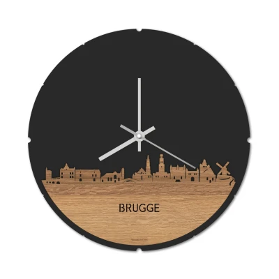 Afbeelding van Skyline Klok Rond Brugge Eiken