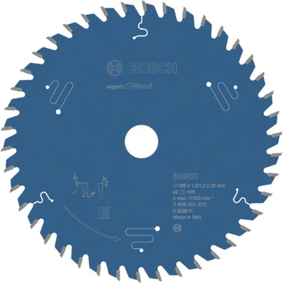 Afbeelding van Bosch Blauw Cirkelzaagblad Expert for Wood 168x20x1.8/1,2 mm, T42 2608901872