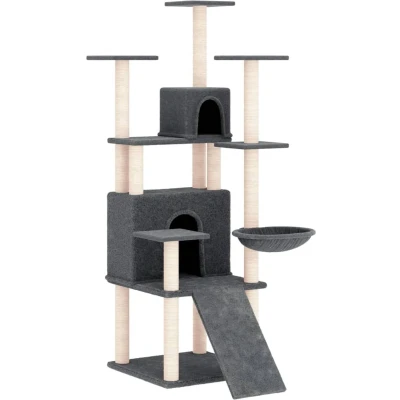 Afbeelding van vidaXL Kattenmeubel met sisal krabpalen 154 cm donkergrijs