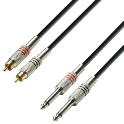 Afbeelding van Adam Hall Cables K3TPC0100 audiokabel 2 x RCA male naar 6,3 mm jack mono 1m