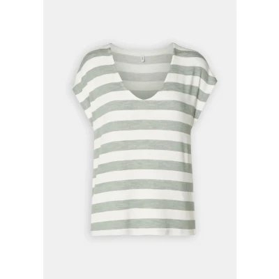 Afbeelding van ONLY Onllira V NECK Tshirt print, Dames, Maat: XS, Chinois green/cloud dancer