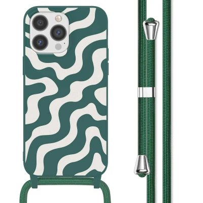 Afbeelding van Apple iPhone 13 Pro Max Hoesje Siliconen en TPU (zacht) imoshion Softcase/Koordhoesje/Backcover Petrol Green Groovy Telefoonhoesje