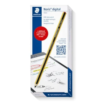 Afbeelding van STAEDTLER Noris digital Classic 180 22, EMR stylus set, 1 voor digitaal schrijven en tekenen op touchscreens (4096 drukniveaus, fijne punt) + 5 extra reservepunten, 22 1X