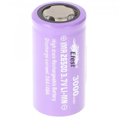 Afbeelding van Efest IMR 26500 Li Ion 3.6V 3.7V 3000mAh met positieve pool plat, let op afmetingen 50.07x26.26mm