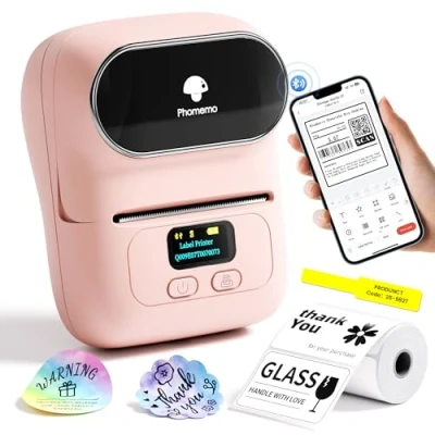 Afbeelding van Phomemo M110 labelmaker Barcodeprinter, mini Bluetooth labelmaker, thermische labelprinter, draagbare printer, geschikt voor kleding, supermarkt, detailhandel, enz., Compatibel Android en IOS,