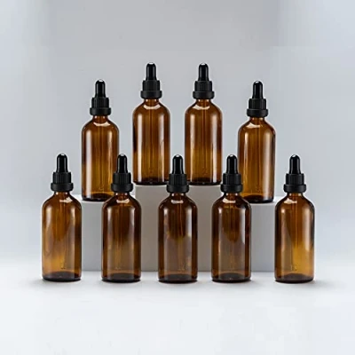 Afbeelding van Yizhao Amber Glazen Druppelflesje 100ml, met Pipet Druppelaar, voor Essentiële olie, Aromatherapie, Cosmetica, Laboratorium, Apotheek, Reizen, Massage 9 Stuks