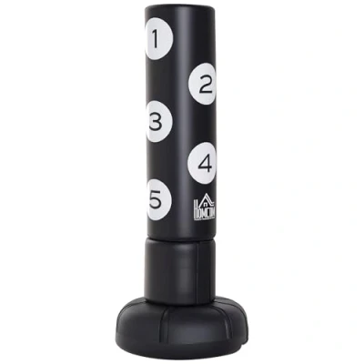 Afbeelding van HOMCOM Staande bokszak bokspop boks dummy training bokspartner boksen zwart A91 064