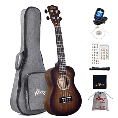 Afbeelding van Winzz ukelele concert 23 inch bruin, beginnersset voor volwassenen en kinderen, uniek kleurdesign
