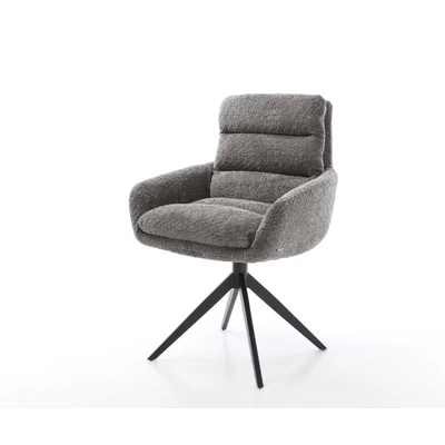 Afbeelding van DELIFE Draaistoel Abelia Flex met armleuning bouclé grijs kruisframe breed zwart 360 draaibaar rocker functie