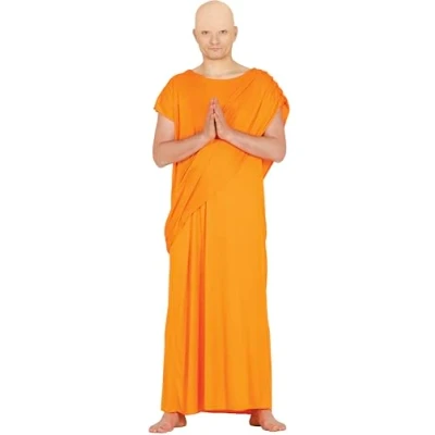 Afbeelding van FIESTAS GUIRCA Hare Krishna kostuum voor heren, tuniek, oranje, shaolin, boeddhistische monnik, maat M 48 50