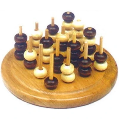 Afbeelding van Molenspel TicTacToe 3 D. hout blank/bruin gelakt rond