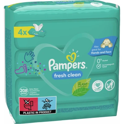 Afbeelding van Pampers Billendoekjes Fresh Clean Navulpak 4x52=208 doekjes