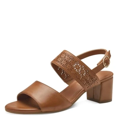 Afbeelding van Jana Softline 8 28368 42 300 Tan Damessandalen, comfortabele extra brede alledaagse schoen, feestelijk, elegant met hak, tan, 38 EU Breed