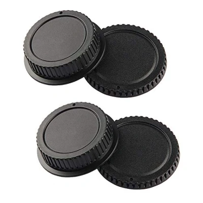 Afbeelding van Front Body Cap en Achterlens Cover voor Canon 2000D 1300D 90D 80D 77D 6D Mark II/I, 5D IV/III/II kit EF, EF S Mount (2 stuks)