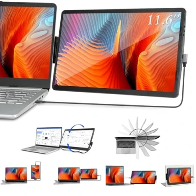 Afbeelding van Chiusuet Laptopschermverlenger, 11,6 inch draagbare monitor voor laptopmonitorverlenging, dubbele laptops, USB C/HDMI Plug and Play draagbaar display, compatibel met Windows/Mac/Switch
