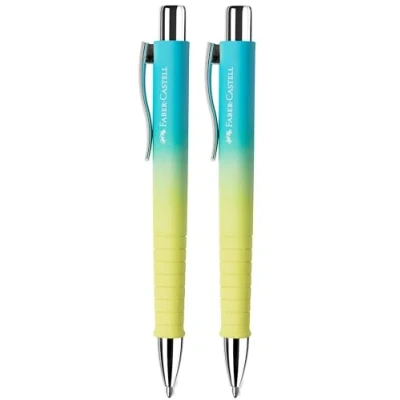 Afbeelding van Faber Castell 205217 Balpen Poly Ball Sunrise, 2 stuks, met vervangbare XB vulling, documentbestendig