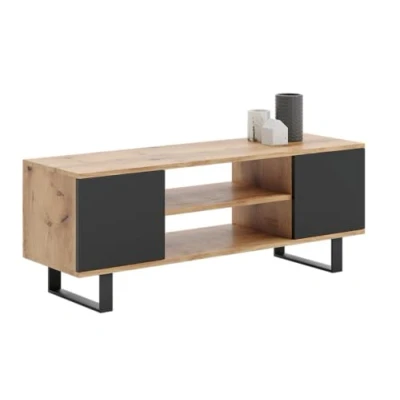 Afbeelding van TV meubel houten poten 155x40x50 cm beige wit