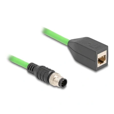 Afbeelding van Delock M12 Kabel A kodiert 8 Pin Stecker zu RJ45 Buchse PUR (TPU) 0,5