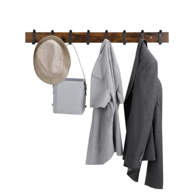 Afbeelding van ACAZA Lange Muur Kapstok, Retro, Vintage Bruin met Zwarte Haken, 88 cm