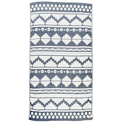 Afbeelding van Bersuse 100% Katoen Baja Turkse Handdoek Peshtemal Strandlakens Bohemian Style Dual Layer, OEKO TEX 95 x 175 cm, Donkerblauw