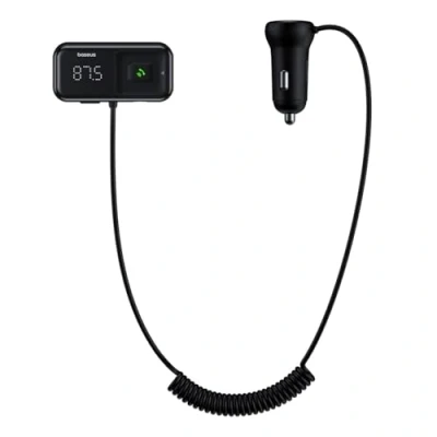 Afbeelding van Baseus Dubbele USB Poort Autolader en Bluetooth FM Muziek Transmitter Zwart